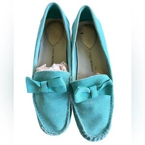 Isaac Mizrahi Women's Suede Aqua Bow Driving Loafers US Women’s Size 8